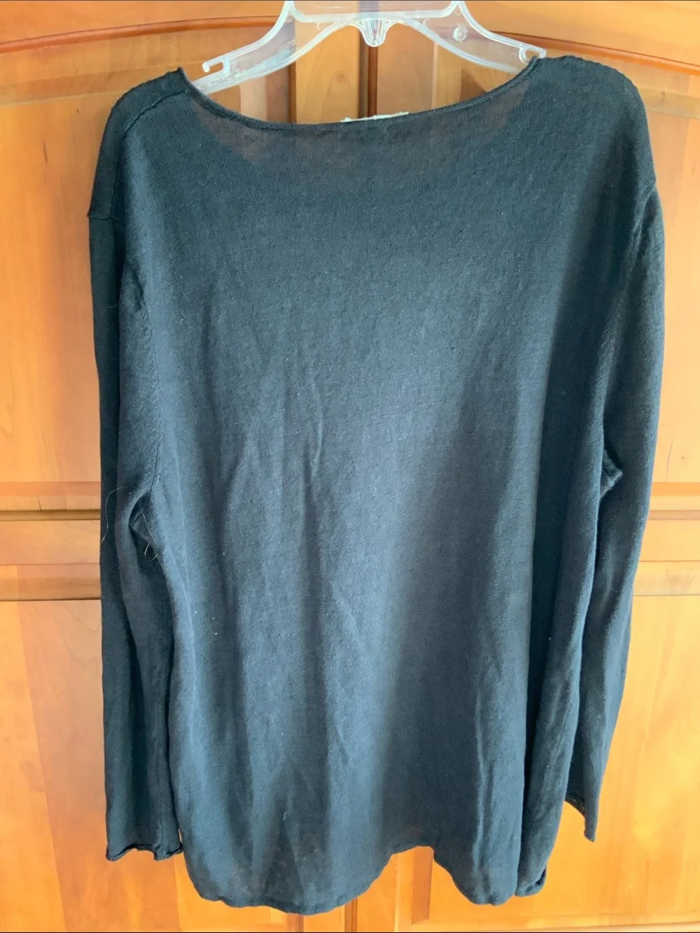 Eileen Fisher Cotton Popover Sweater XL with gather at hem in front. P-T-P 23”